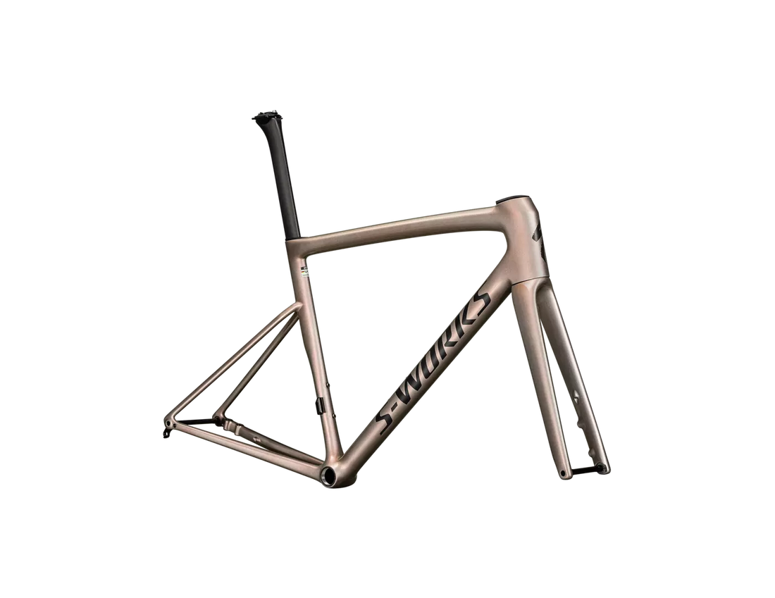 54 S-Works Tarmac SL8 Frameset Gloss Viavi Red Gold Over Silver / Satin Metallic Obsidian